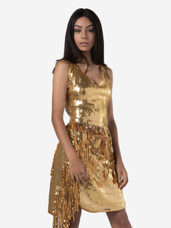 Sparkling Sequin Gold Cocktail Dress