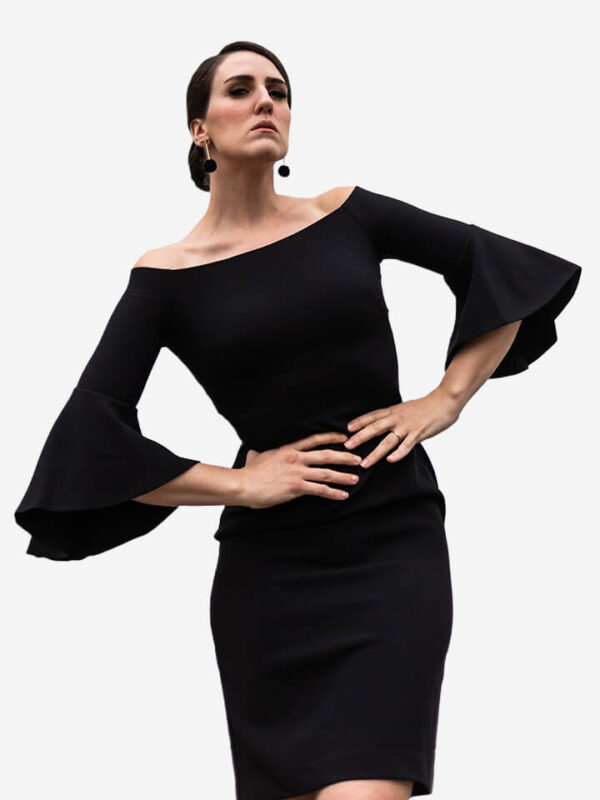 Off-Shoulder Black Cocktail Dress